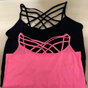 Cross front tank tops- hot pink and black